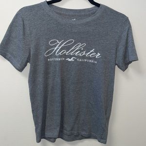 Hollister Womens XS Gray Short Sleeve T Shirt Embroidered Logo Hollister